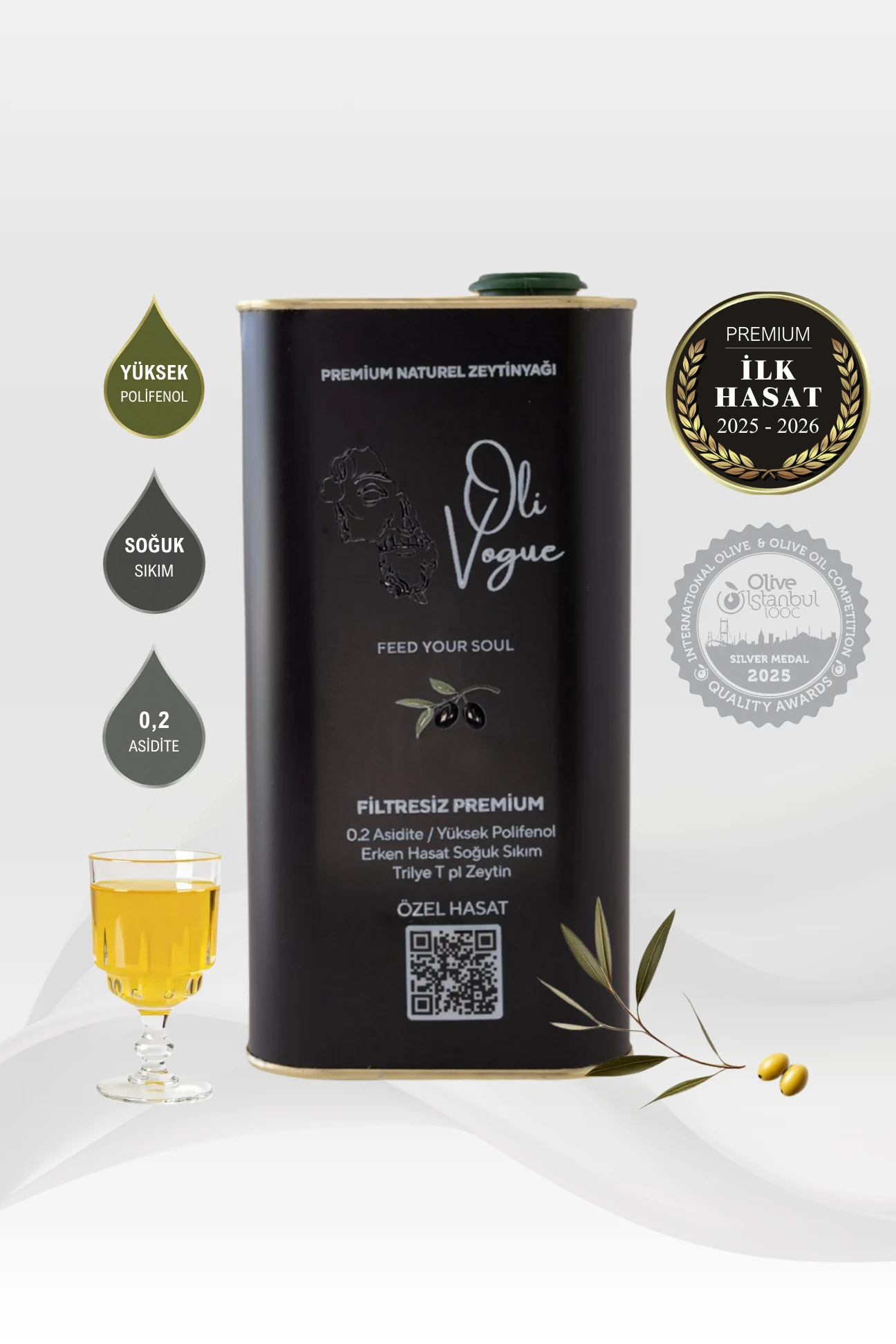 Premium İlk Hasat Soğuk Sıkım Naturel Sızma Zeytinyağı (1 Litre)